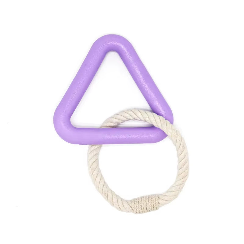 TPR Rubber Pet Toys Triangle Pull Ring Toy Cotton Rope Chew Resistant Dog Toy Pet Interactive Tug of War Toys