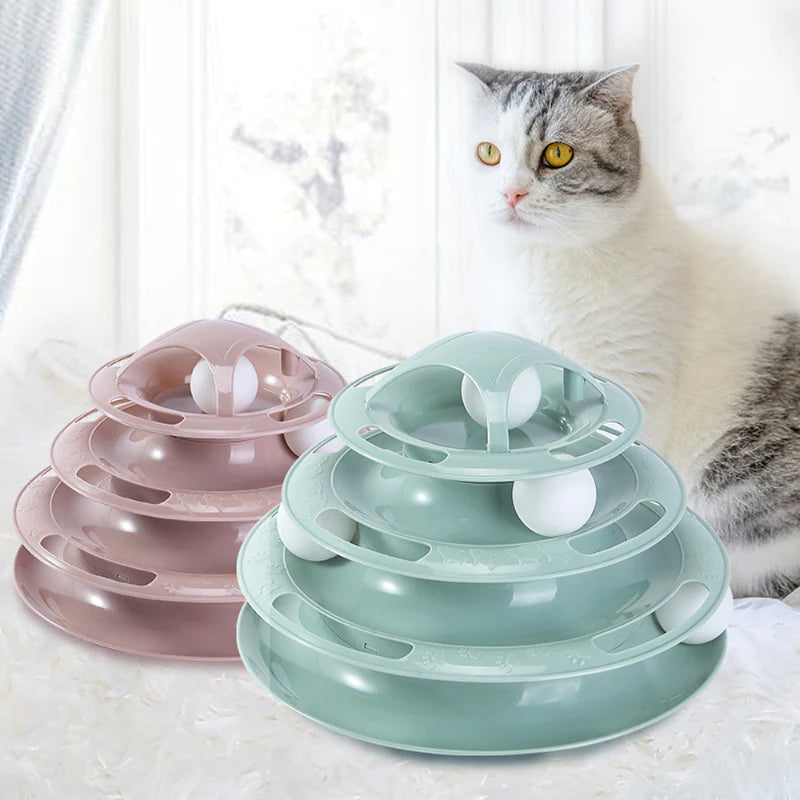 3/4 Levels Cats Toy Tower Tracks Cat Toys Interactive Cat Intelligence Training Amusement Plate Tower Pet Products Cat Tunnel