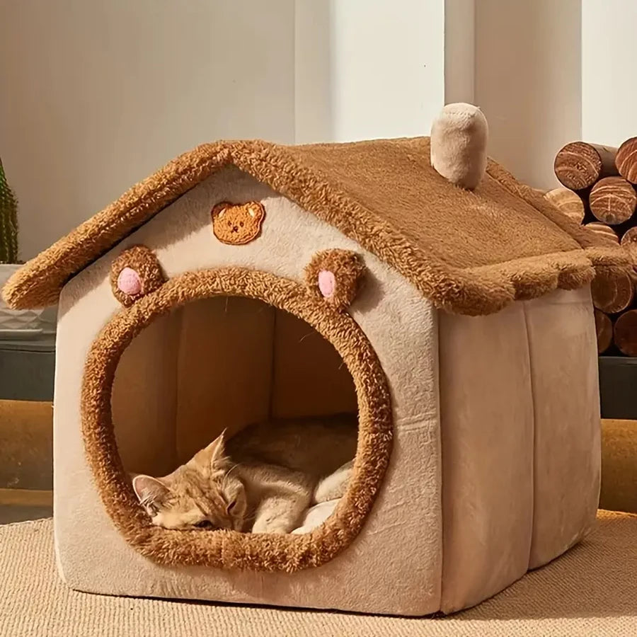 Foldable Pet House Removable Washable Cat House Puppy Cave Sofa Pet Bed House for Extra Small Dogs and Small and Medium Cats