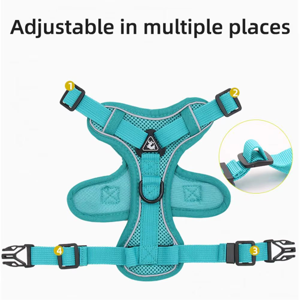 Pet Harness Leash Reflective Stripes Anti-Pull Pet Harness Traction Rope Set Dog Collar Harness Leash Traction Rope Chest Strap