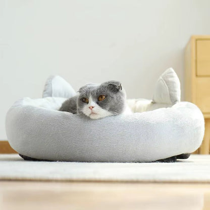 Soft Pet Bed Cats Cushion Bed with Cat Ear Design Breathable Cat Sleeping Mat Plush Dog Pet Nest for Small Medium Cats Dogs Pets