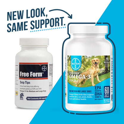 Free Form Snip Tips Omega-3 Supplement for Medium to Large Dogs, 60 Count