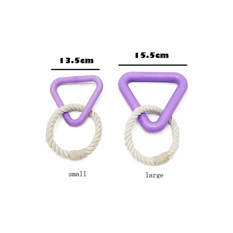 TPR Rubber Pet Toys Triangle Pull Ring Toy Cotton Rope Chew Resistant Dog Toy Pet Interactive Tug of War Toys