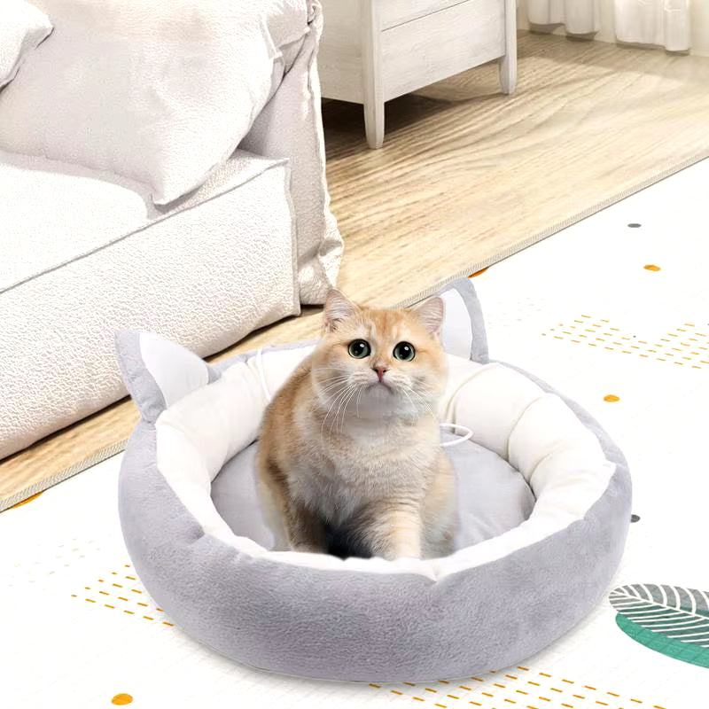 Soft Pet Bed Cats Cushion Bed with Cat Ear Design Breathable Cat Sleeping Mat Plush Dog Pet Nest for Small Medium Cats Dogs Pets