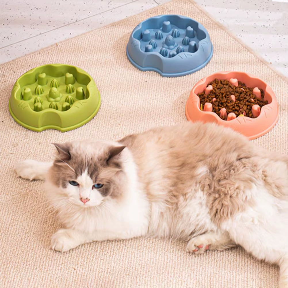 Pet Bowl with Stable Bottom Anti-Overturn Pet Bowl Slow Food Feeder Cute Cartoon Pet Bowl for Prevention Digestion for Cats