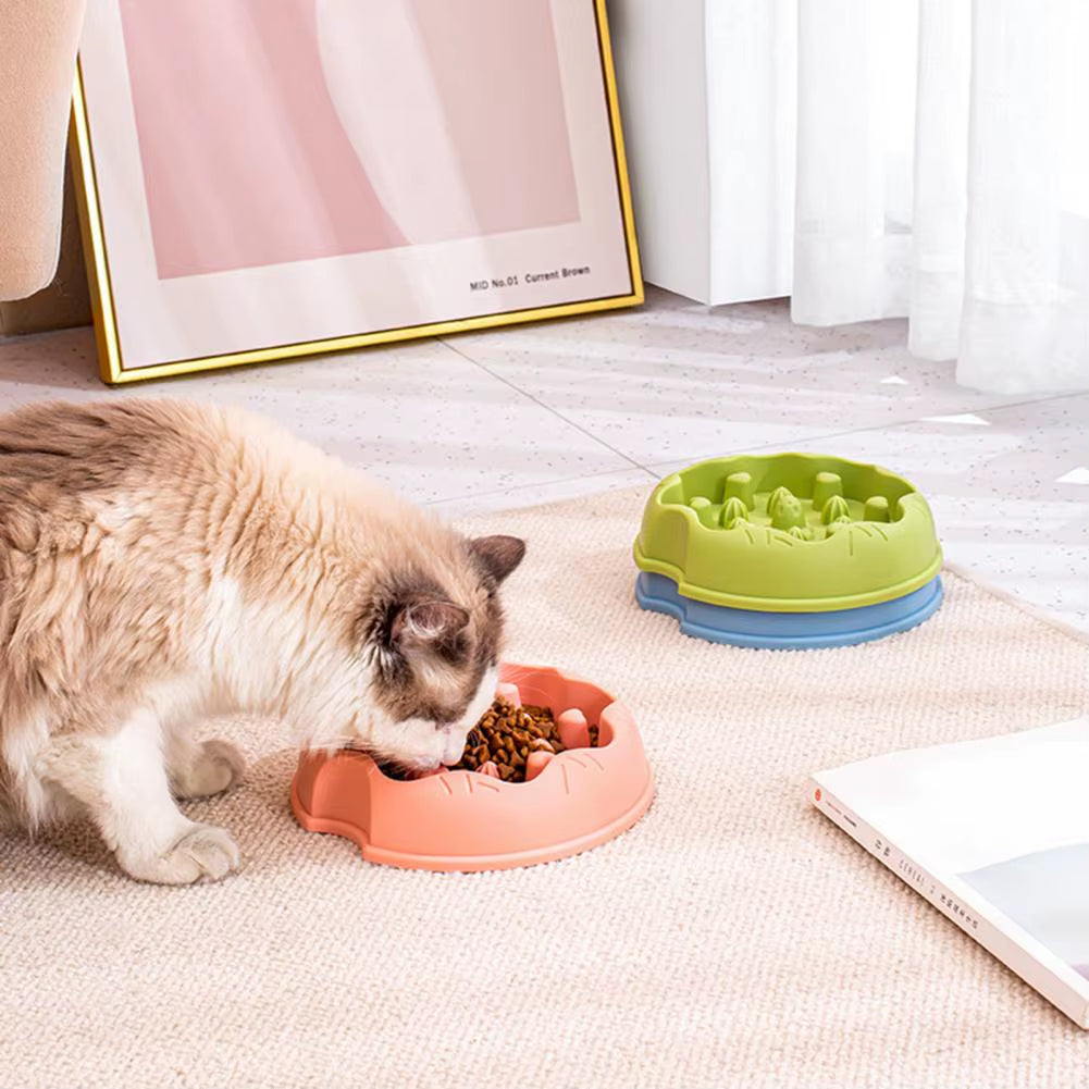 Pet Bowl with Stable Bottom Anti-Overturn Pet Bowl Slow Food Feeder Cute Cartoon Pet Bowl for Prevention Digestion for Cats