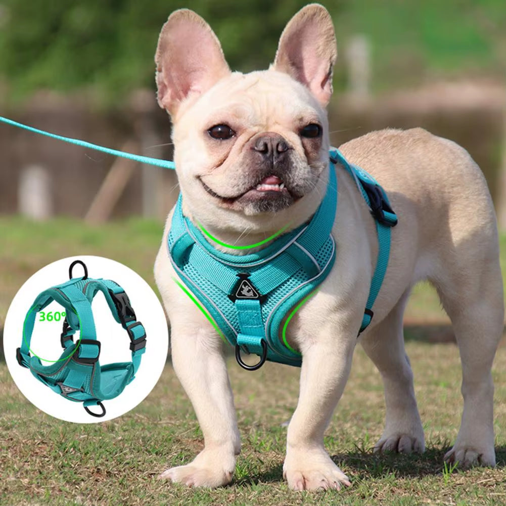 Pet Harness Leash Reflective Stripes Anti-Pull Pet Harness Traction Rope Set Dog Collar Harness Leash Traction Rope Chest Strap