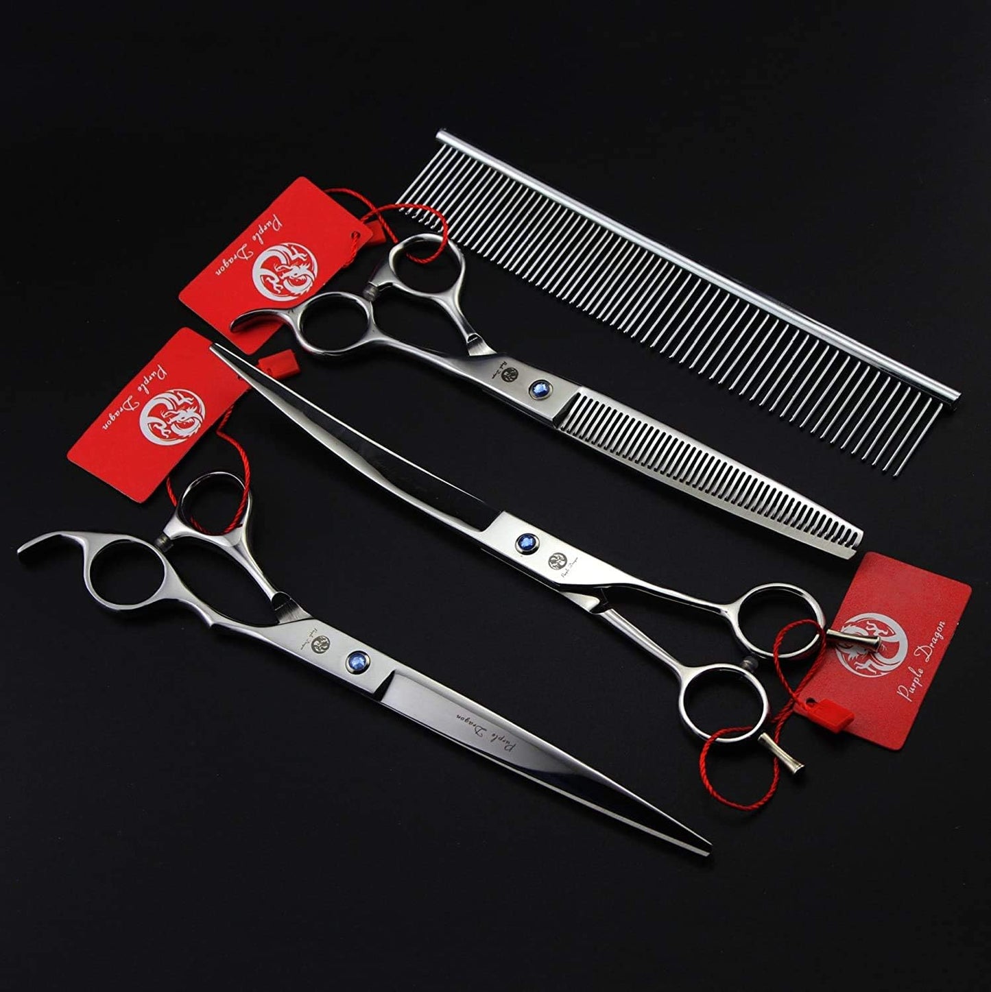 8.0 Inch Dog Hair Cutting, Curved and Thinning Scissor Shears Pet Grooming Tool Kit