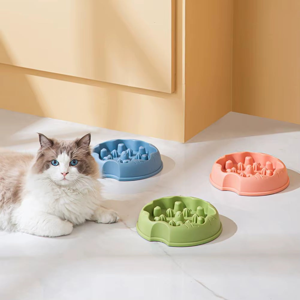 Pet Bowl with Stable Bottom Anti-Overturn Pet Bowl Slow Food Feeder Cute Cartoon Pet Bowl for Prevention Digestion for Cats