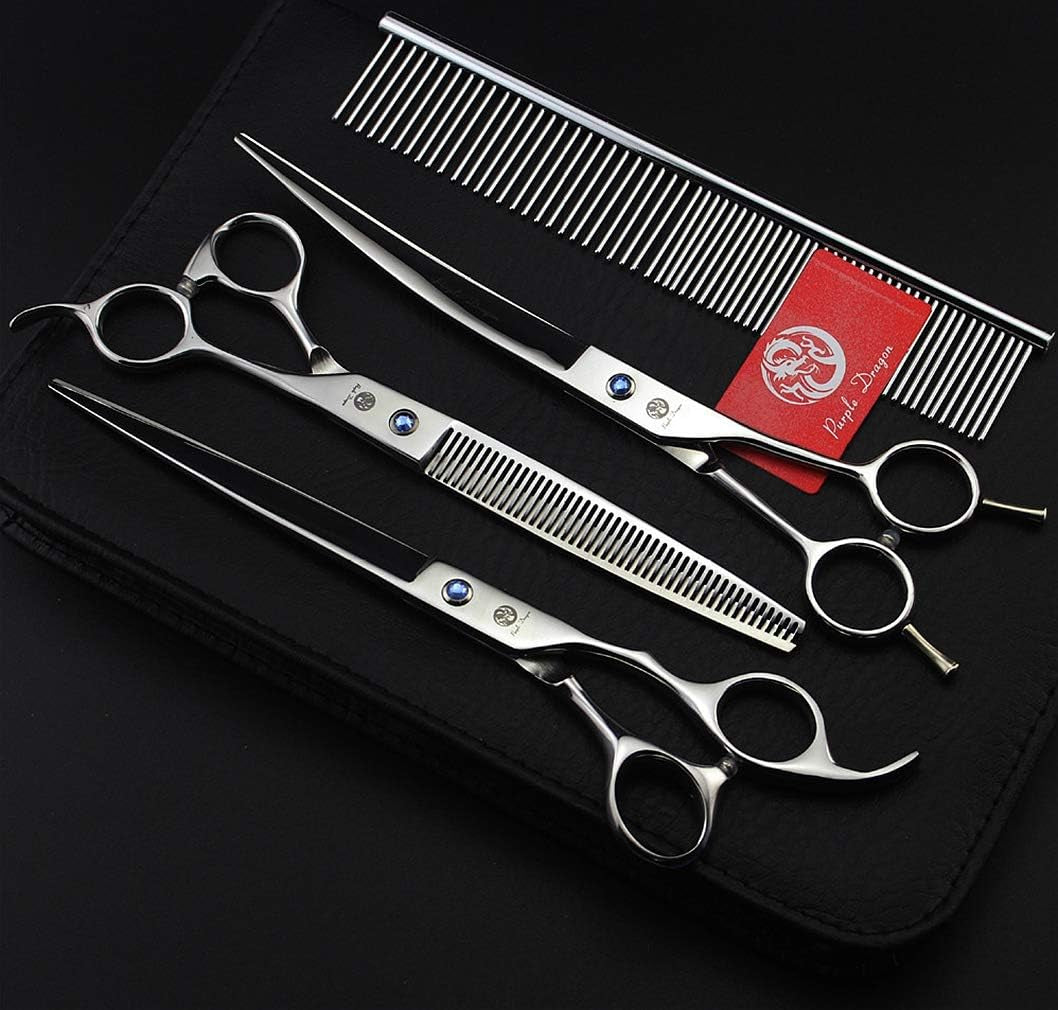 8.0 Inch Dog Hair Cutting, Curved and Thinning Scissor Shears Pet Grooming Tool Kit