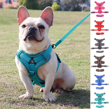 Pet Harness Leash Reflective Stripes Anti-Pull Pet Harness Traction Rope Set Dog Collar Harness Leash Traction Rope Chest Strap