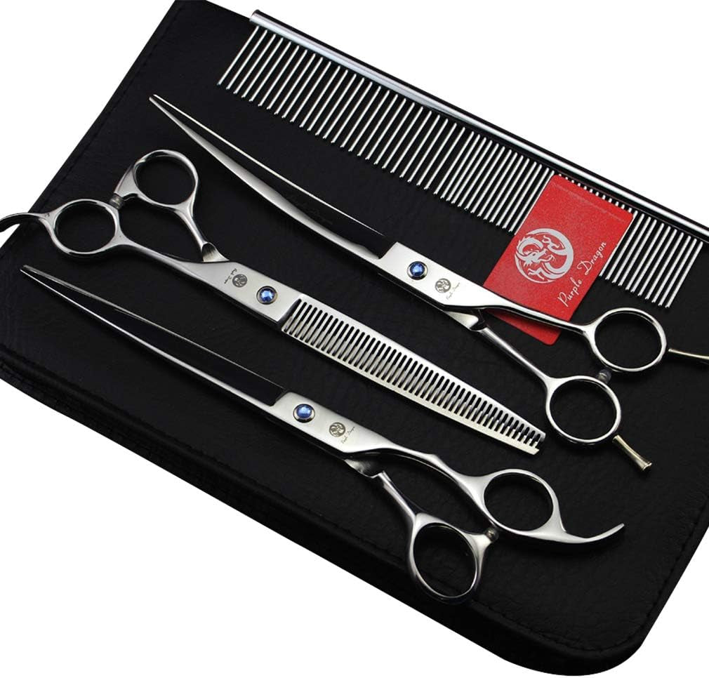 8.0 Inch Dog Hair Cutting, Curved and Thinning Scissor Shears Pet Grooming Tool Kit