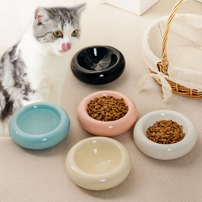 Ceramic Cat Bowl anti Tipping Water Bowl Snack Pet Bowl Cat Bowl Donut Food Dispenser Home Fun and Cute Cat Food Bowl