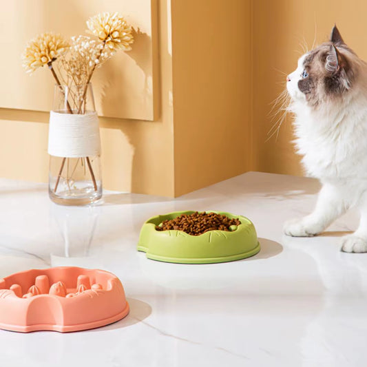 Pet Bowl with Stable Bottom Anti-Overturn Pet Bowl Slow Food Feeder Cute Cartoon Pet Bowl for Prevention Digestion for Cats