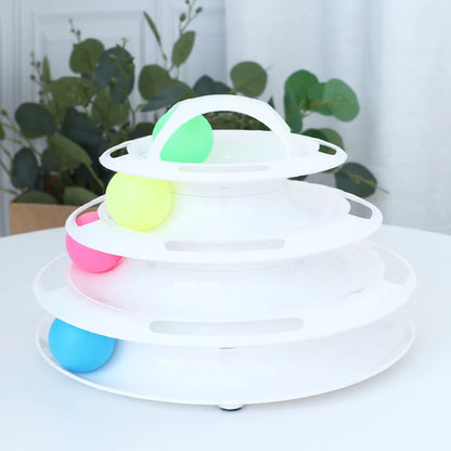 3/4 Levels Cats Toy Tower Tracks Cat Toys Interactive Cat Intelligence Training Amusement Plate Tower Pet Products Cat Tunnel