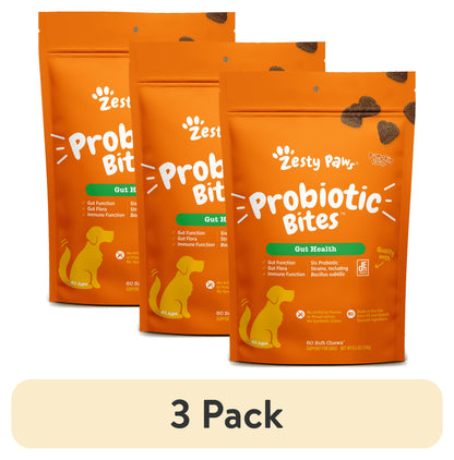 (3 Pack)  Probiotic Bites for Dogs, to Support Gut Health, Pumpkin 60Ct