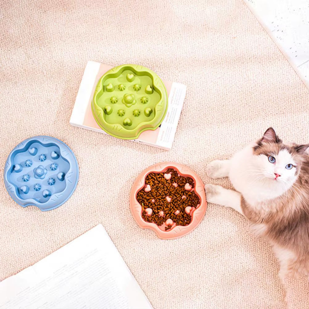 Pet Bowl with Stable Bottom Anti-Overturn Pet Bowl Slow Food Feeder Cute Cartoon Pet Bowl for Prevention Digestion for Cats