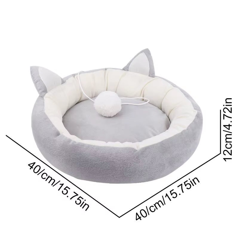 Soft Pet Bed Cats Cushion Bed with Cat Ear Design Breathable Cat Sleeping Mat Plush Dog Pet Nest for Small Medium Cats Dogs Pets